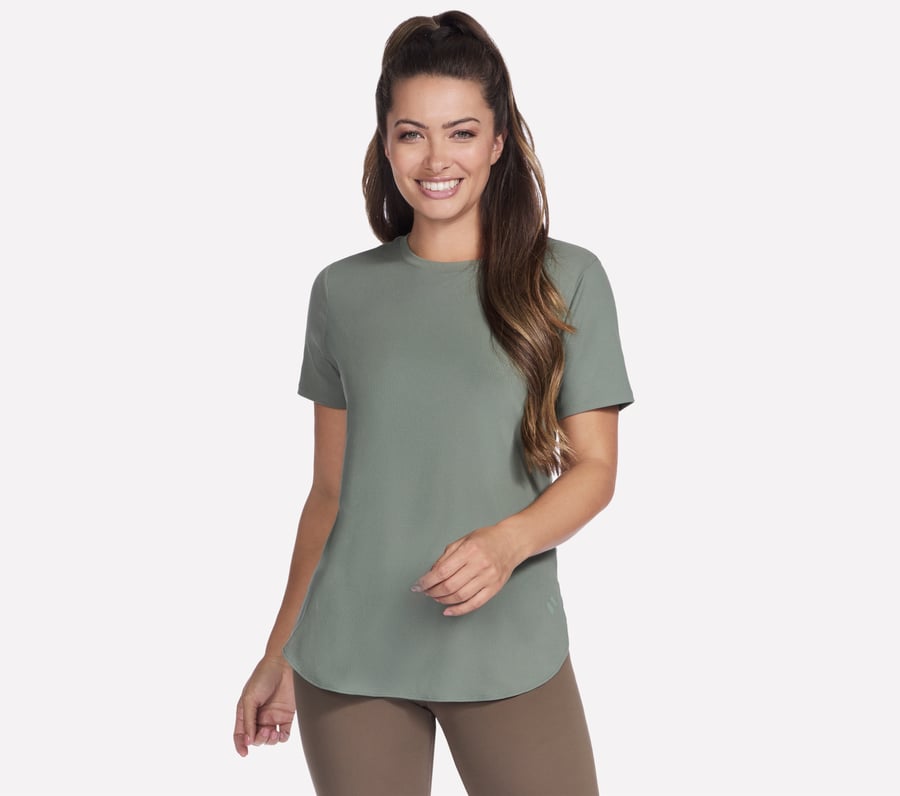 GO WALK Luxe Rib Tunic Tee, TAUPE / OLIVE, fullimage number 0