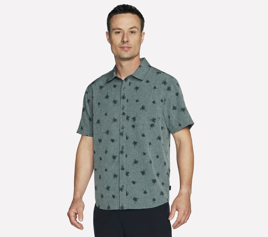 The GO WALK Air Printed Short Sleeve Shirt, TAUPE / NATURAL, fullimage number 0