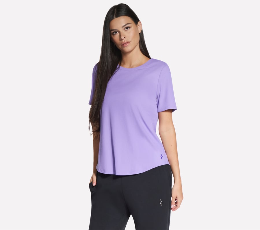 GO WALK Luxe Rib Tee, PURPLE / CORAL, fullimage number 0