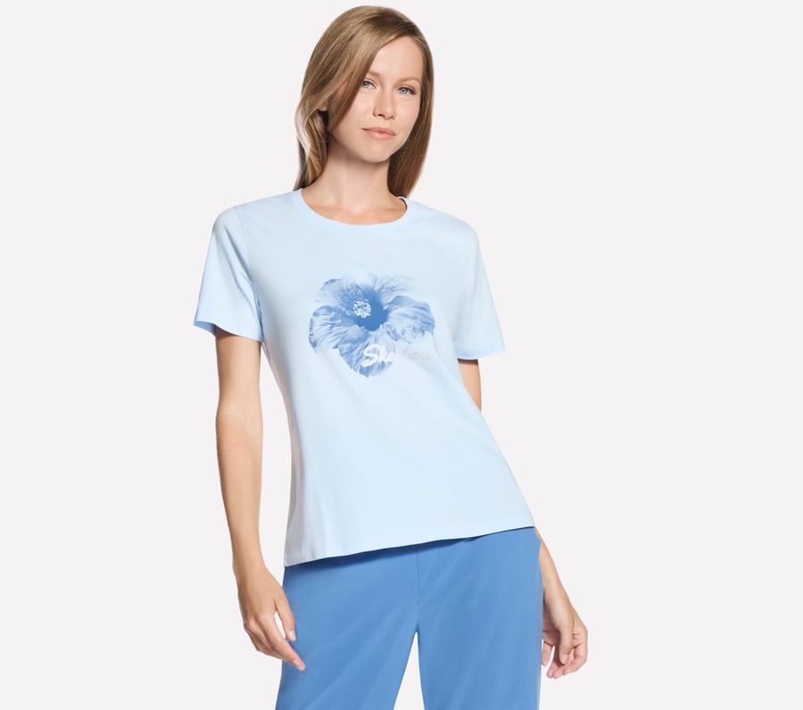 Hibiscus Short Sleeve Tee, SIL / WHITE / BLUE, fullimage number 0