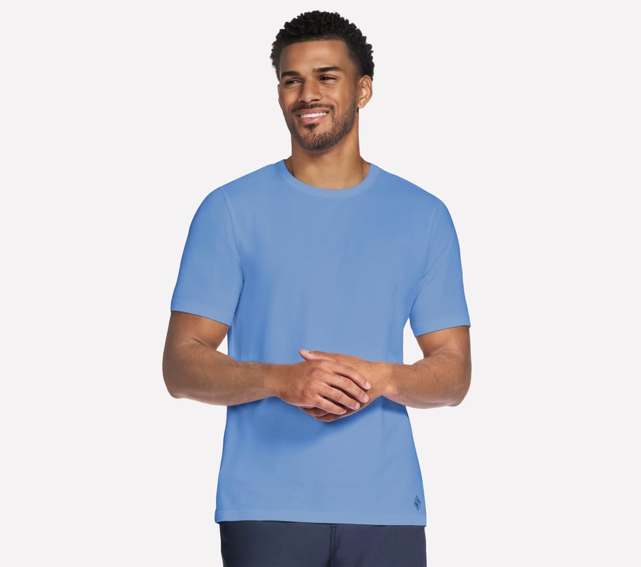 GO DRI Pima Crew, WHITE / PERIWINKLE, fullimage number 0