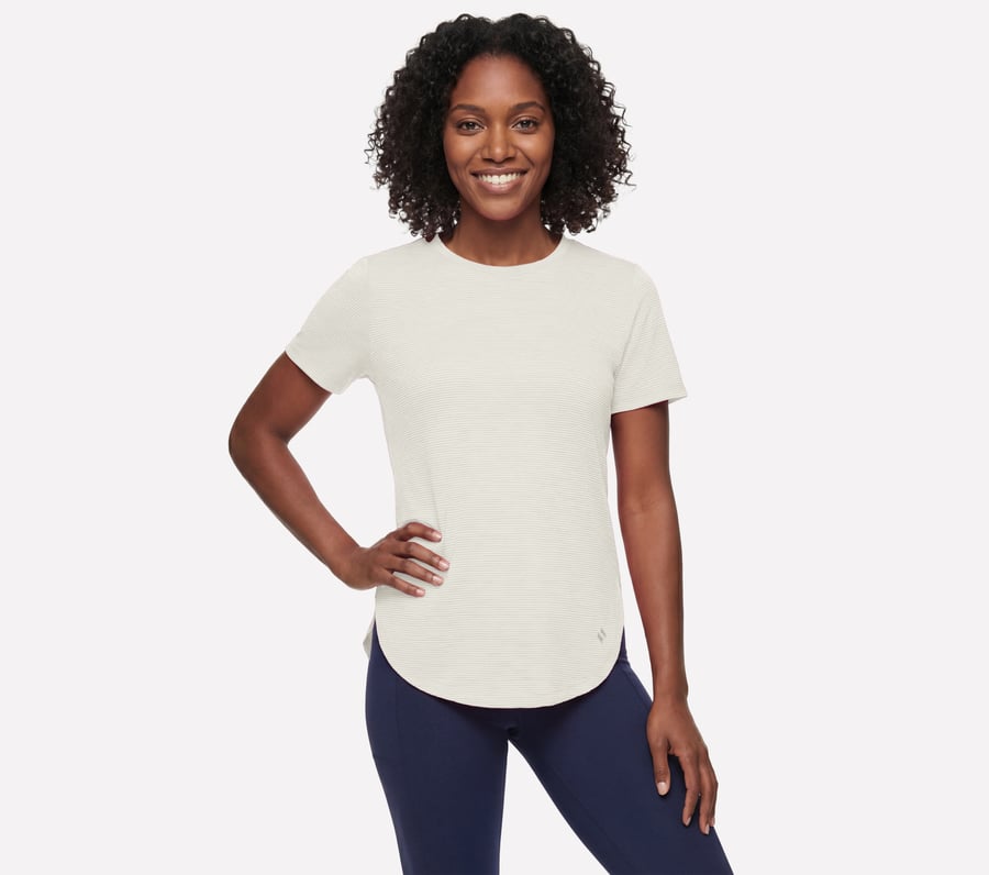 GO DRI Swift Stripe Tunic Tee, OFF WHITE / MAUVE, fullimage number 0