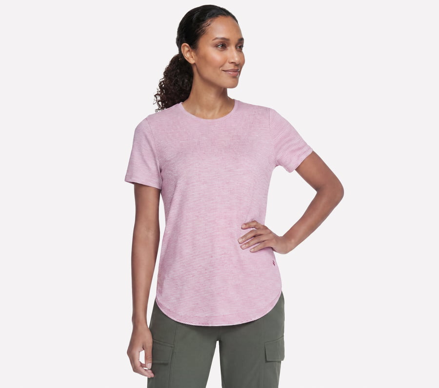 GO DRI Swift Stripe Tunic Tee, ARGENT / VIOLET, fullimage number 0