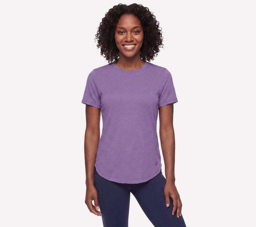 GO DRI Swift Stripe Tunic Tee, SIL / WHITE / PURPLE, fullimage number 0