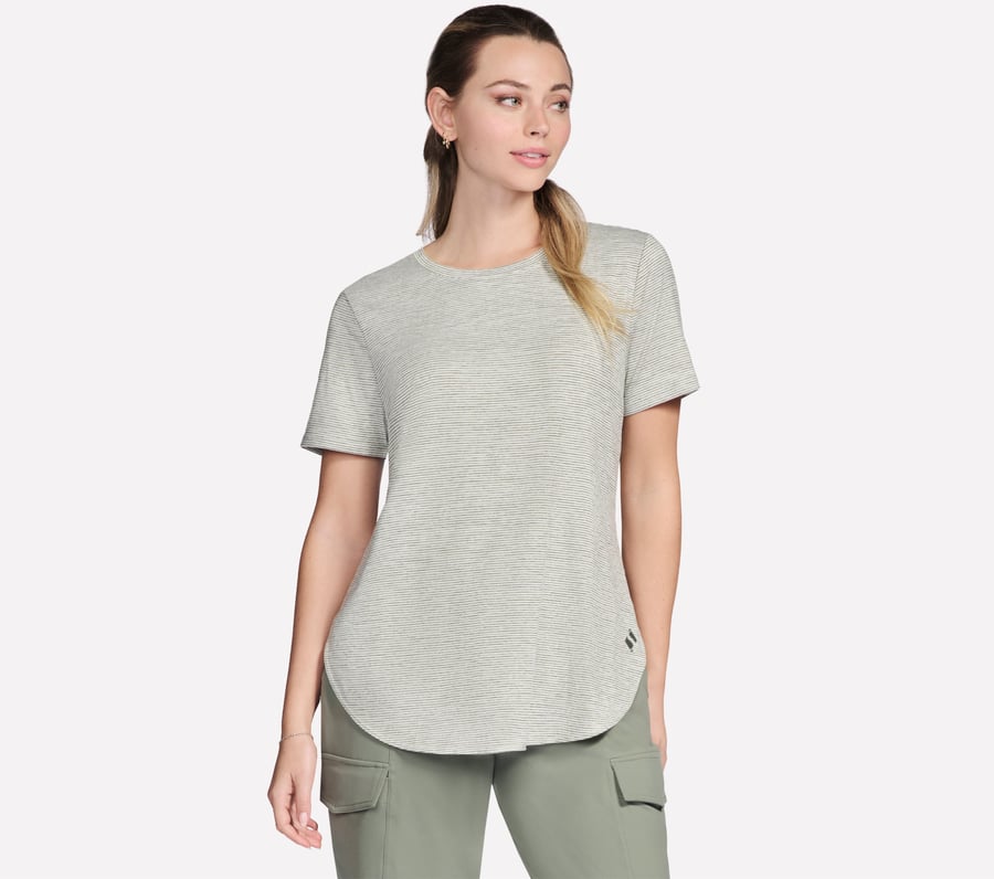 GO DRI Swift Stripe Tunic Tee, TAUPE / OLIVE, fullimage number 0