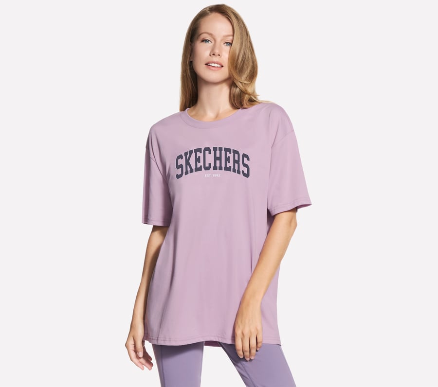 Skechers Destination Short Sleeve Tee, MAUVE / BLUE, fullimage number 0