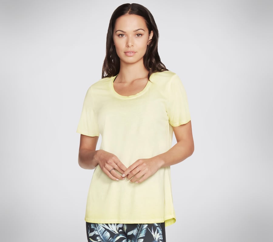 Diamond Wash Hatha Scoop Neck Tunic Tee, LIME, fullimage number 0