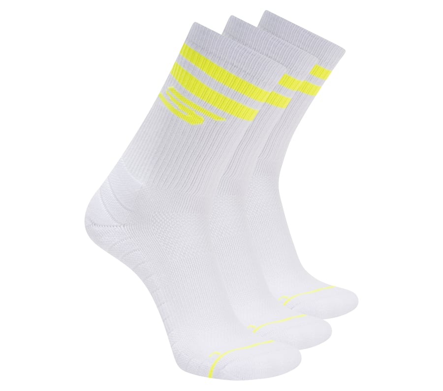 3 Pack Men's Performance Pickleball Crew Socks, WHITE / LIME, fullimage number 0