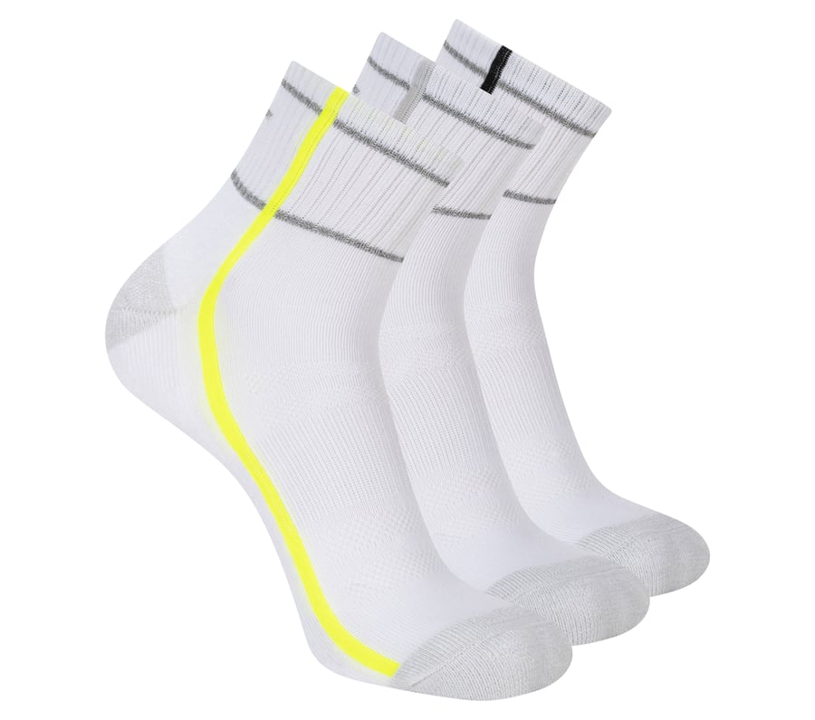 3 Pack Men's Performance Quarter Crew Stripe Socks, WHITE, fullimage number 0