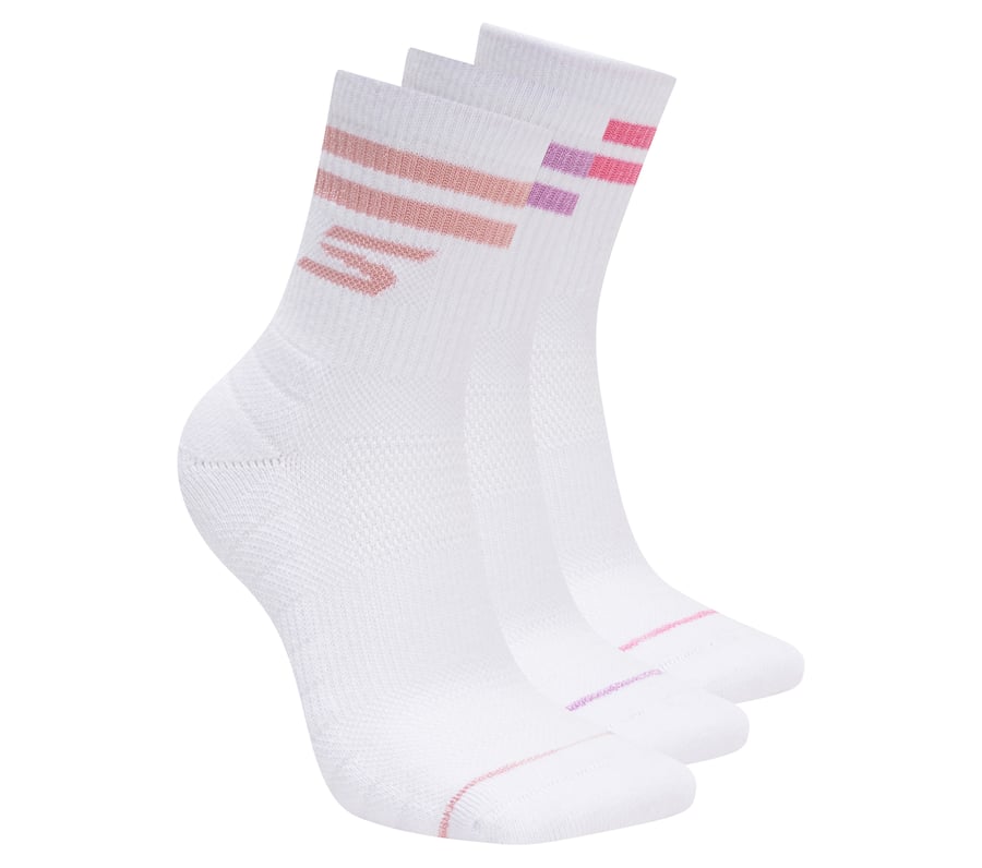 3 Pack Women's Performance Pickleball Varsity Stripe Low Crew Socks, WHITE, fullimage number 0