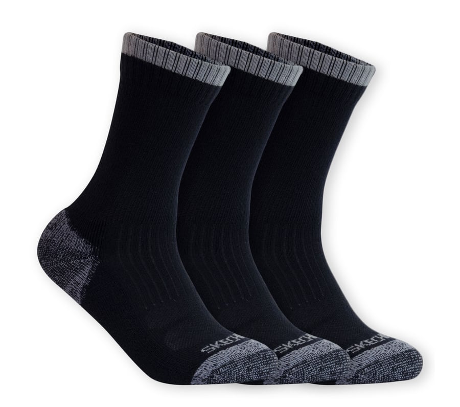 3 Pack Half Terry Work Crew Socks, BLACK / GRAY, fullimage number 0