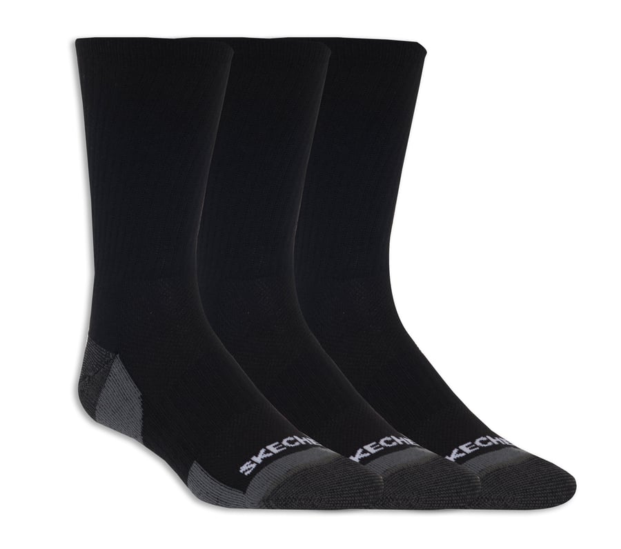 3 Pack Half Terry Crew Socks, BLACK, fullimage number 0