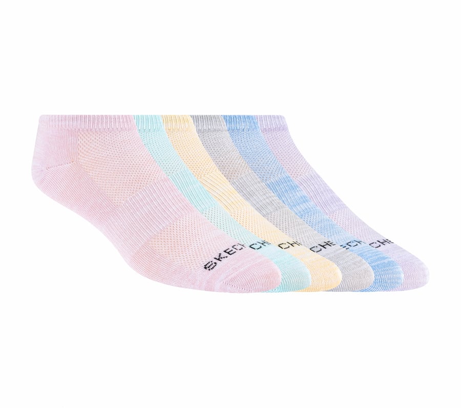 6 Pack Low Cut Sport Stripe Socks, LIGHT PINK, fullimage number 0