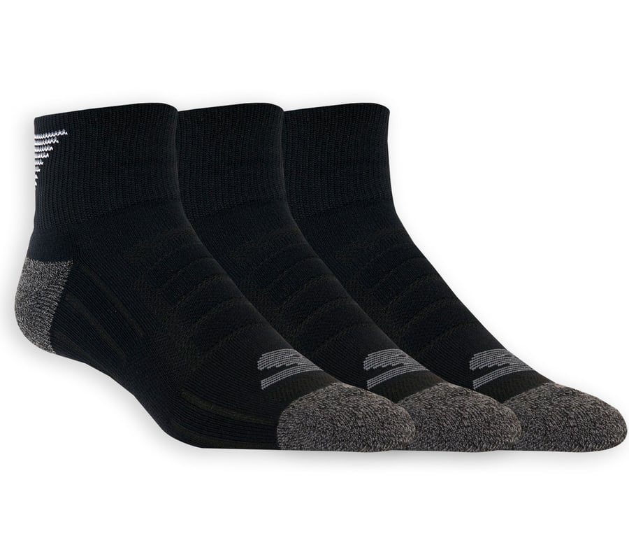 3 Pack Quarter Crew Athletic Socks, BLACK, fullimage number 0