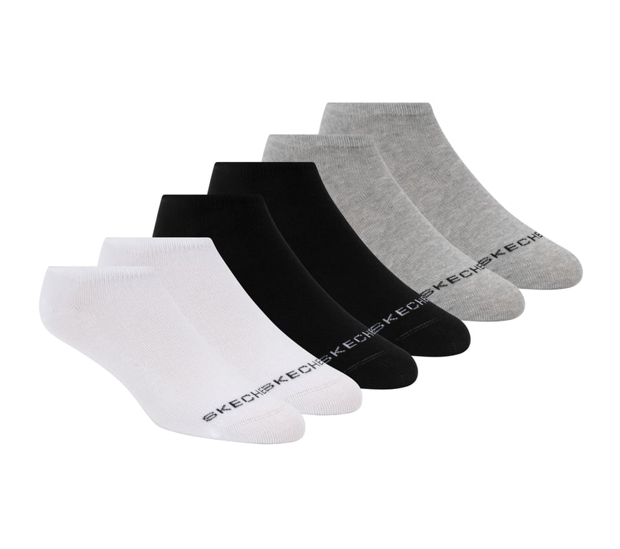 Cotton No-Show Socks - 6 Pack, WHITE / BLACK, fullimage number 0