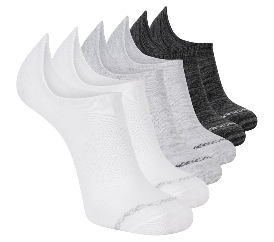 6 Pack Men's Sneaker Liner Socks, WHITE / BLACK, fullimage number 0