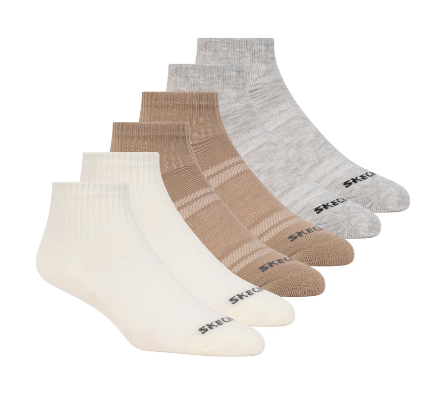 6 Pack Core Quarter Medium Socks, NATURAL / MULTI, fullimage number 0