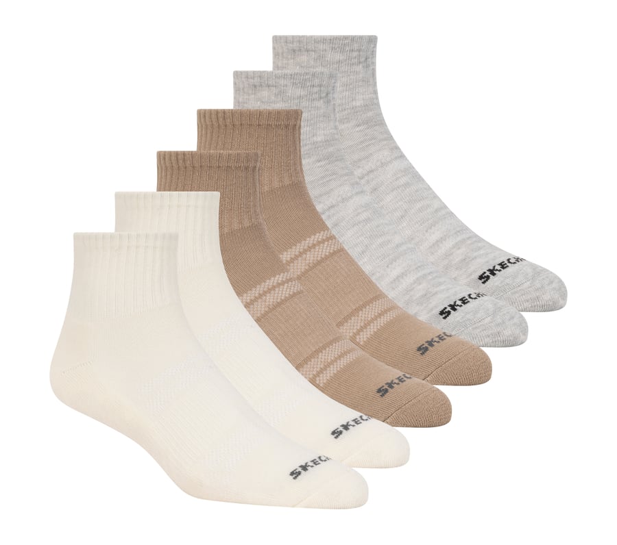 6 Pack Core Quarter Large Socks, NATURAL / MULTI, fullimage number 0
