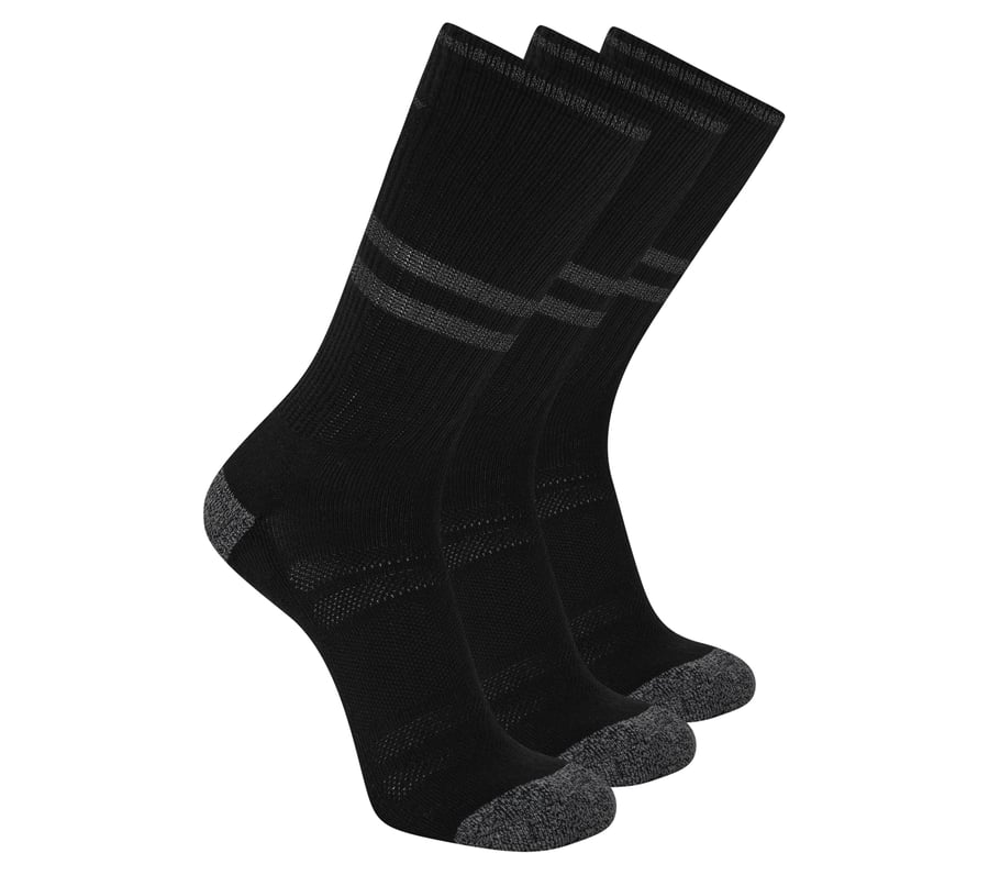 3 Pack Men's Reflective Performance Crew Socks, BLACK, fullimage number 0
