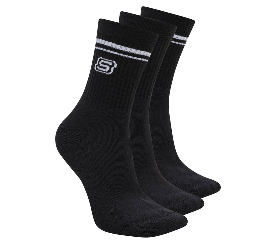 3 Pack Women's Low Crew Varsity Socks, BLACK, fullimage number 0