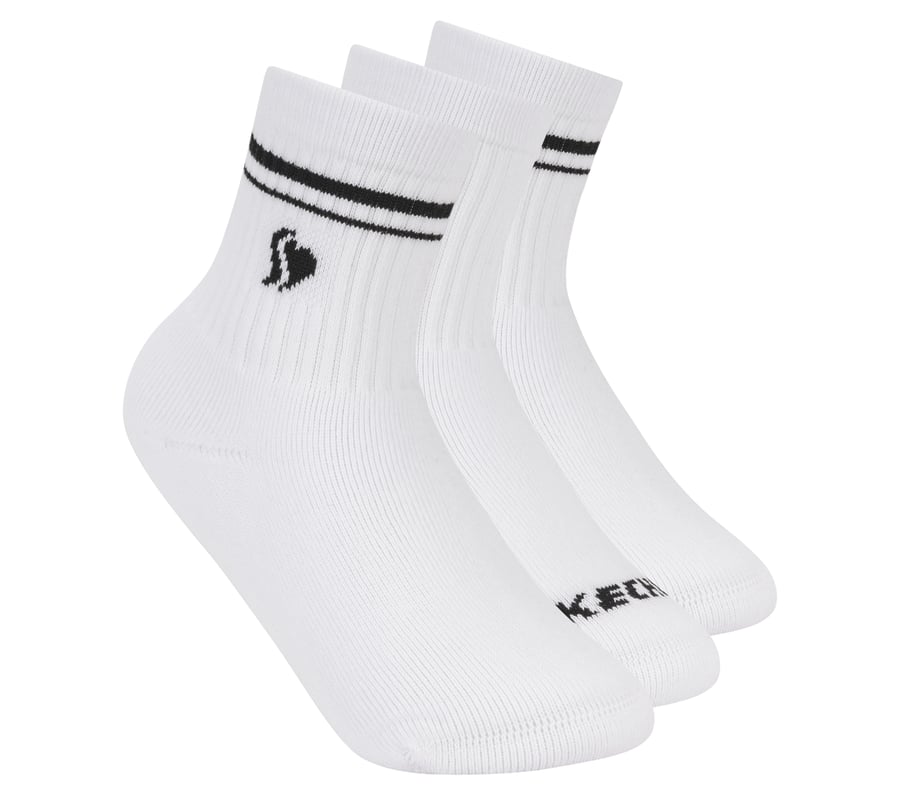 3 Pack Girls' Low Crew Ribbed Socks, WHITE, fullimage number 0