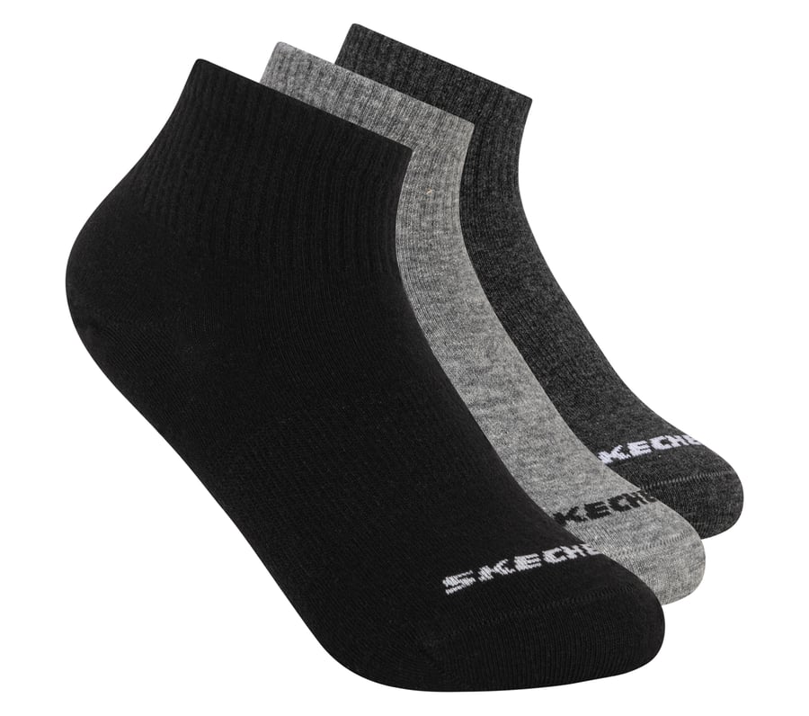 3 Pack Boys' Quarter Crew Cotton Socks, BKGY, fullimage number 0