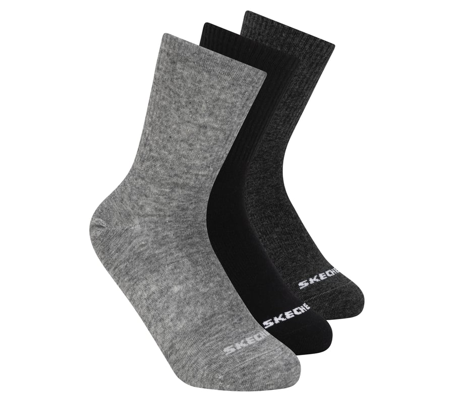 3 Pack Boys' Crew Cotton Socks, GRAY, fullimage number 0