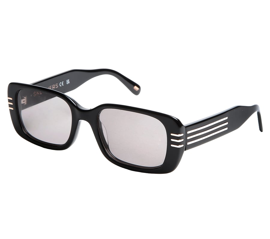 Elevated Rectangle 3 Line Sunglasses, BLACK, fullimage number 0