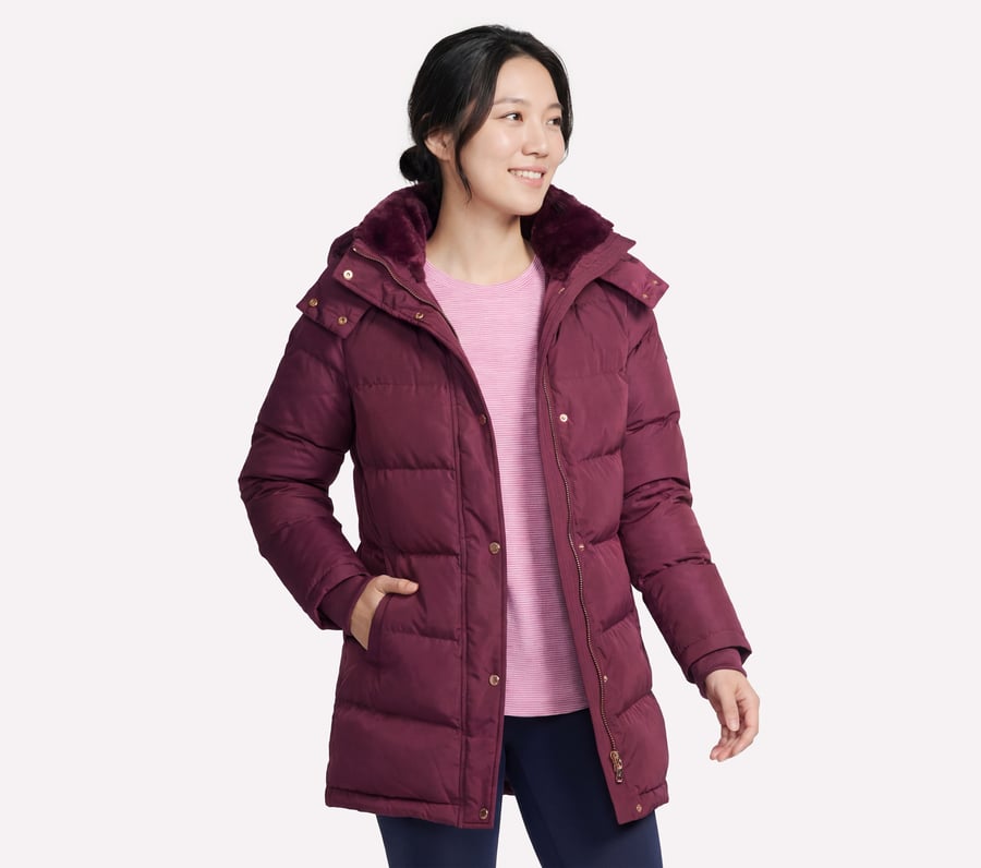 On-The-GO Cozy Fit Down Parka - BURGUNDY / PINK
