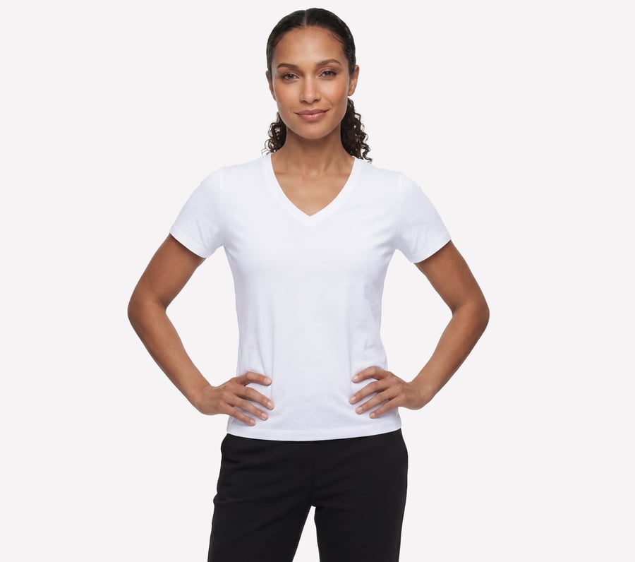 Pima V-Neck Tee - WHITE