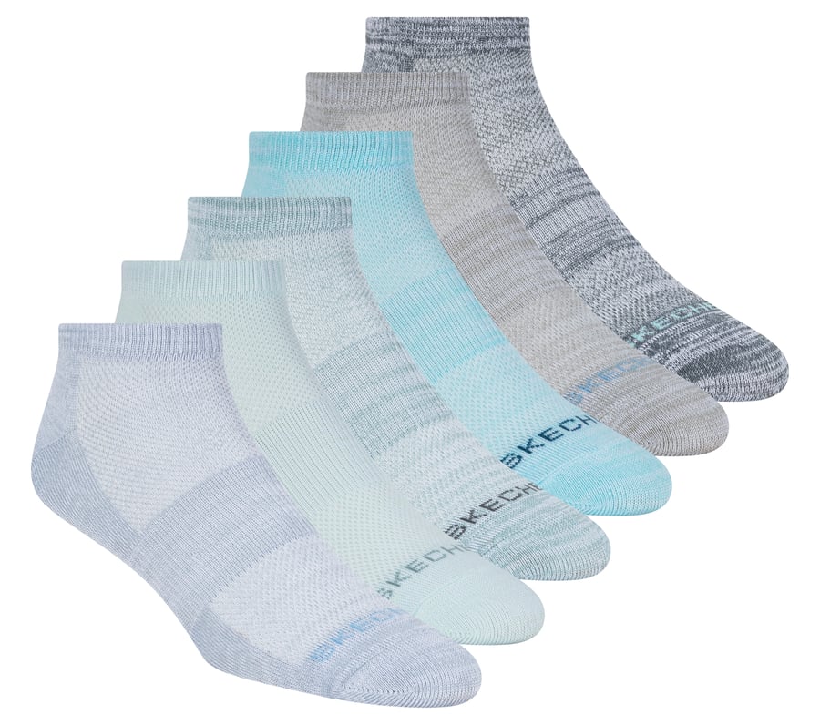 6 Pack Low Cut Sport Stripe Socks, BLUE / TURQUOISE, fullimage number 0