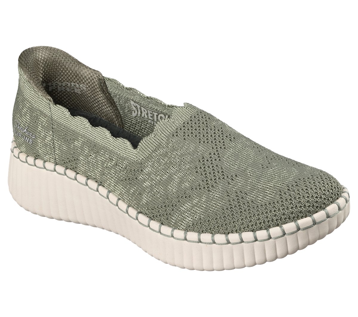 Skechers Slip-ins: Wilshire Blvd - True Charm Chaussures Moyen Width en Olive, Vegan, Lavable en machine