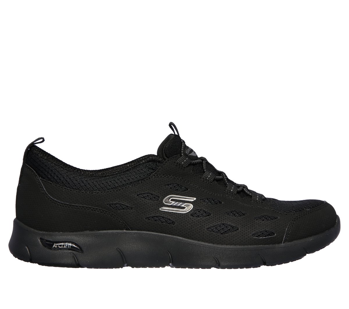 Skechers Women's Arch Fit Refine Sneaker in Black, Size 6 | Synthetic/Textile, Machine Washable-image-194880899943