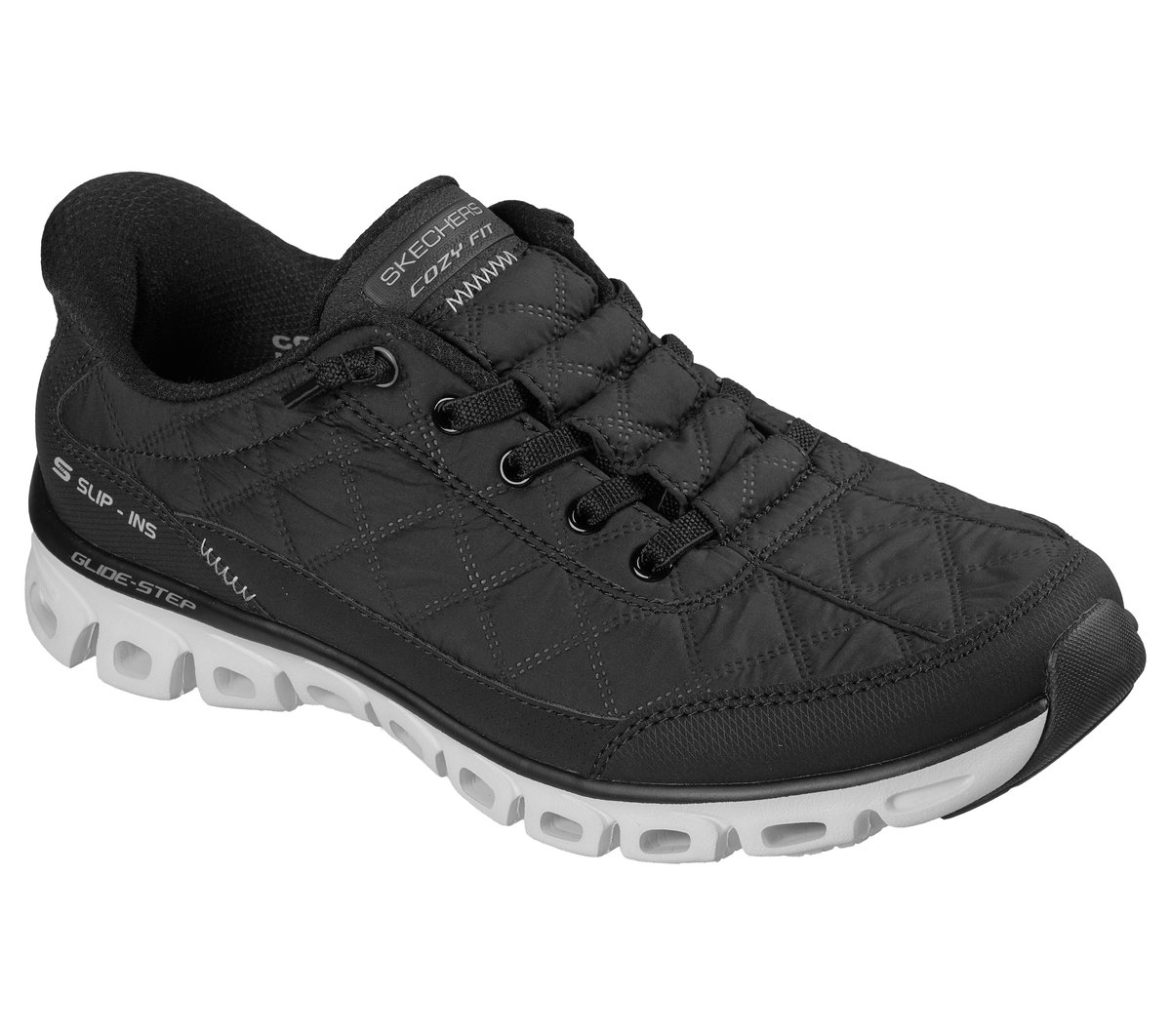 Skechers Slip-ins: Glide-Step - Cozy Fit At Ease Chaussures Moyen Width en Noir/Beige, Lavable en machine