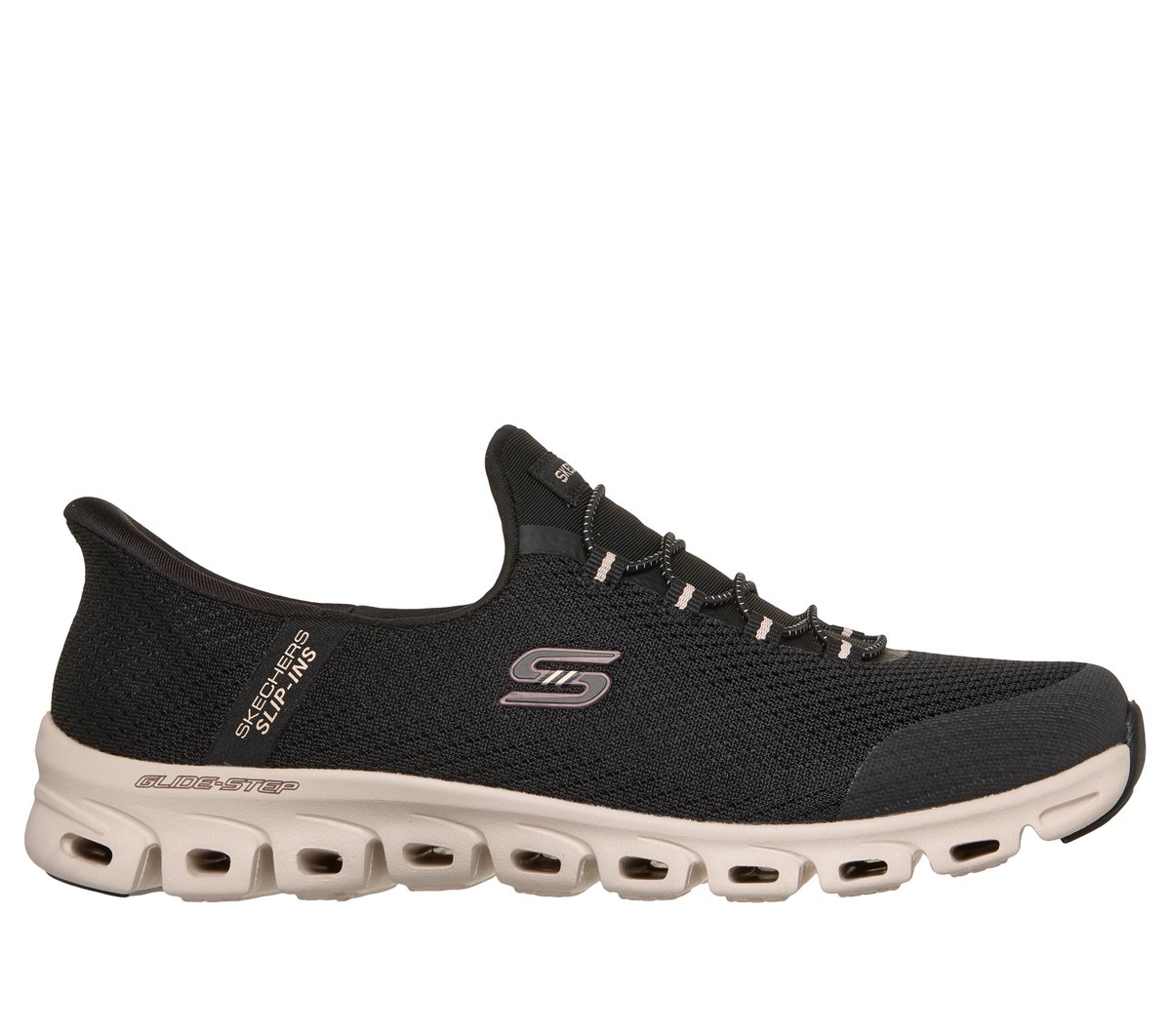Skechers Slip-Ins: Glide-Step - Vibey Shoes CM Zwart/Natuurlijk, Maat 35.5, Vegan, Mag in de wasmachine - 104557