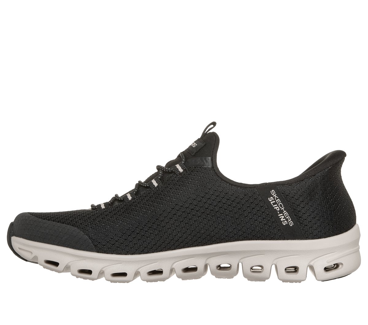 Skechers Slip-Ins: Glide-Step - Vibey Chaussures Moyen Width en Noir/Beige, Vegan, Lavable en machine