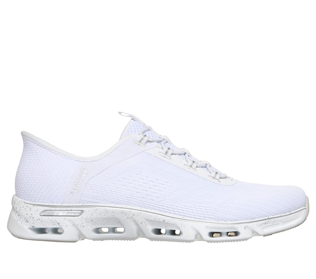 Skechers Slip-ins: Glide-Step Gratify - Pace en Blanco/Plata, talla 37, Vegan