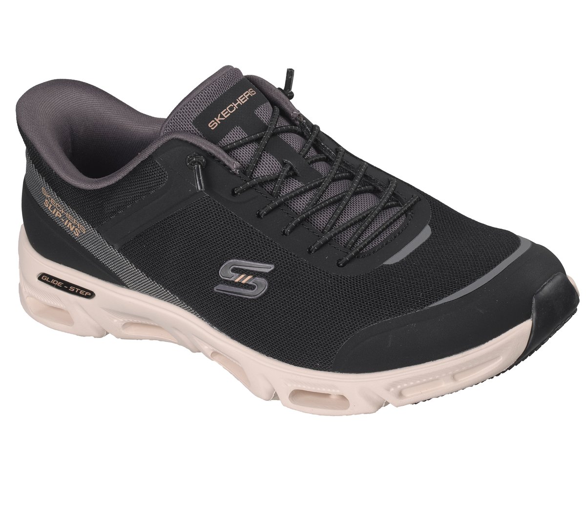 Skechers Slip-ins: Glide-Step Gratify - Everyday Bliss Chaussures Moyen Width en Noir/Beige, Vegan, Lavable en machine