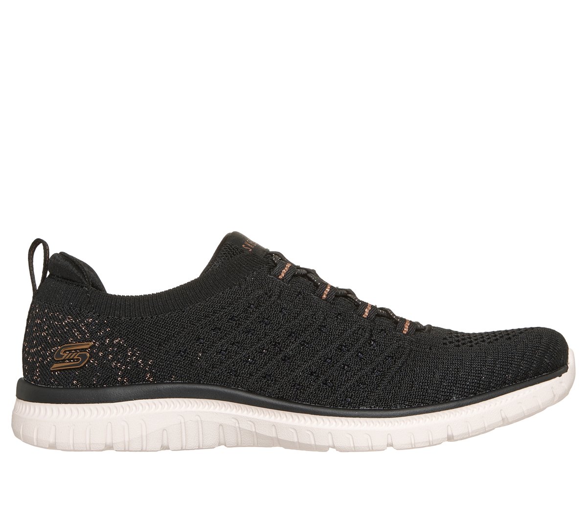 Skechers Virtue - Copper Dream en Negro/Oro Rosa, talla 36, Vegan