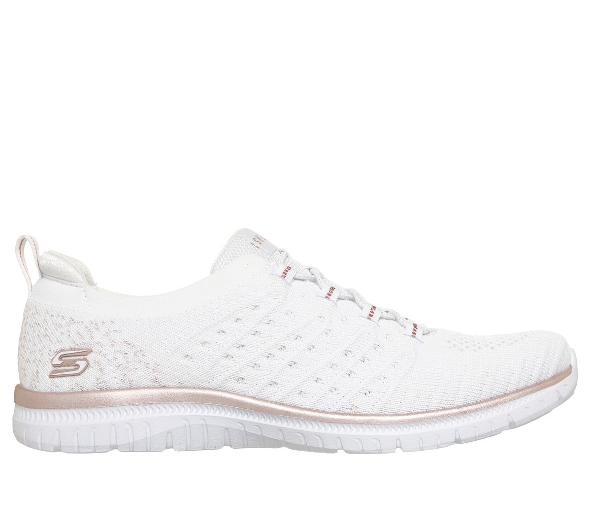 Skechers Virtue - Copper Dream en White Rose Gold, talla 35, Vegan