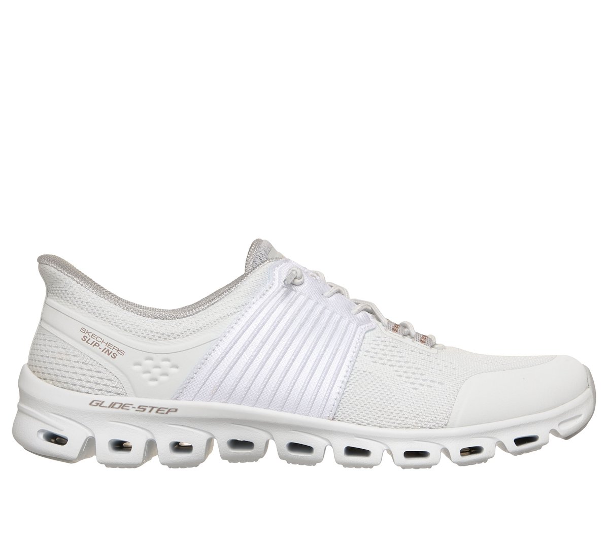 Skechers Slip-ins: Glide-Step - Stargaze en Blanco/Gris, talla 38, Vegan
