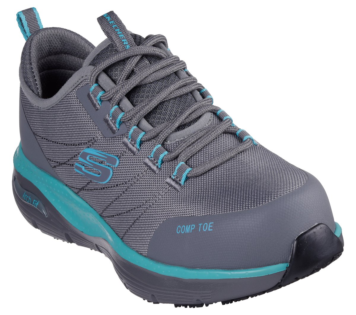 Work Slip-Resistant: Arch Fit - Ebinal — GRAY / AQUA