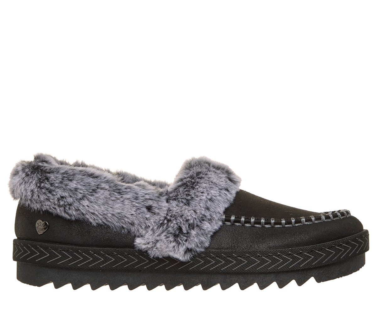Skechers Skechers Women's BOBS Cosy Kiss - Snug Stitch Slipper in Black, Size 6 | Textile/Metal, Vegan