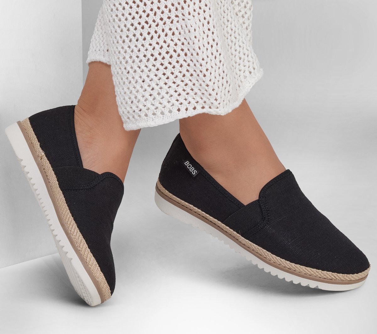 Espadrille Wedges Skechers Espadrilles Gris BOBS Flexpadrille LO