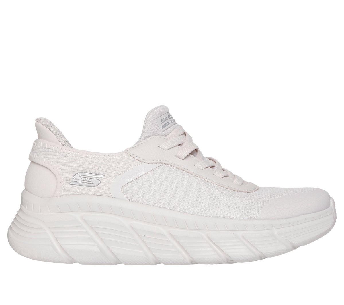 Skechers Donna Slip-ins: BOBS Sport B Flex HI - Linear Force Wedge in Bianco, Taglia 39, Vegan, Lavabile in lavatrice