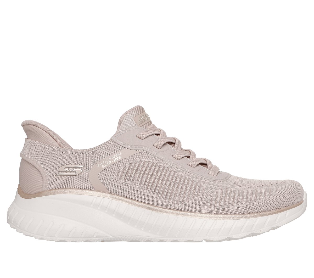 Skechers Slip-ins: BOBS Sport Squad Chaos en Natural/Oro, talla 36.5, Vegan