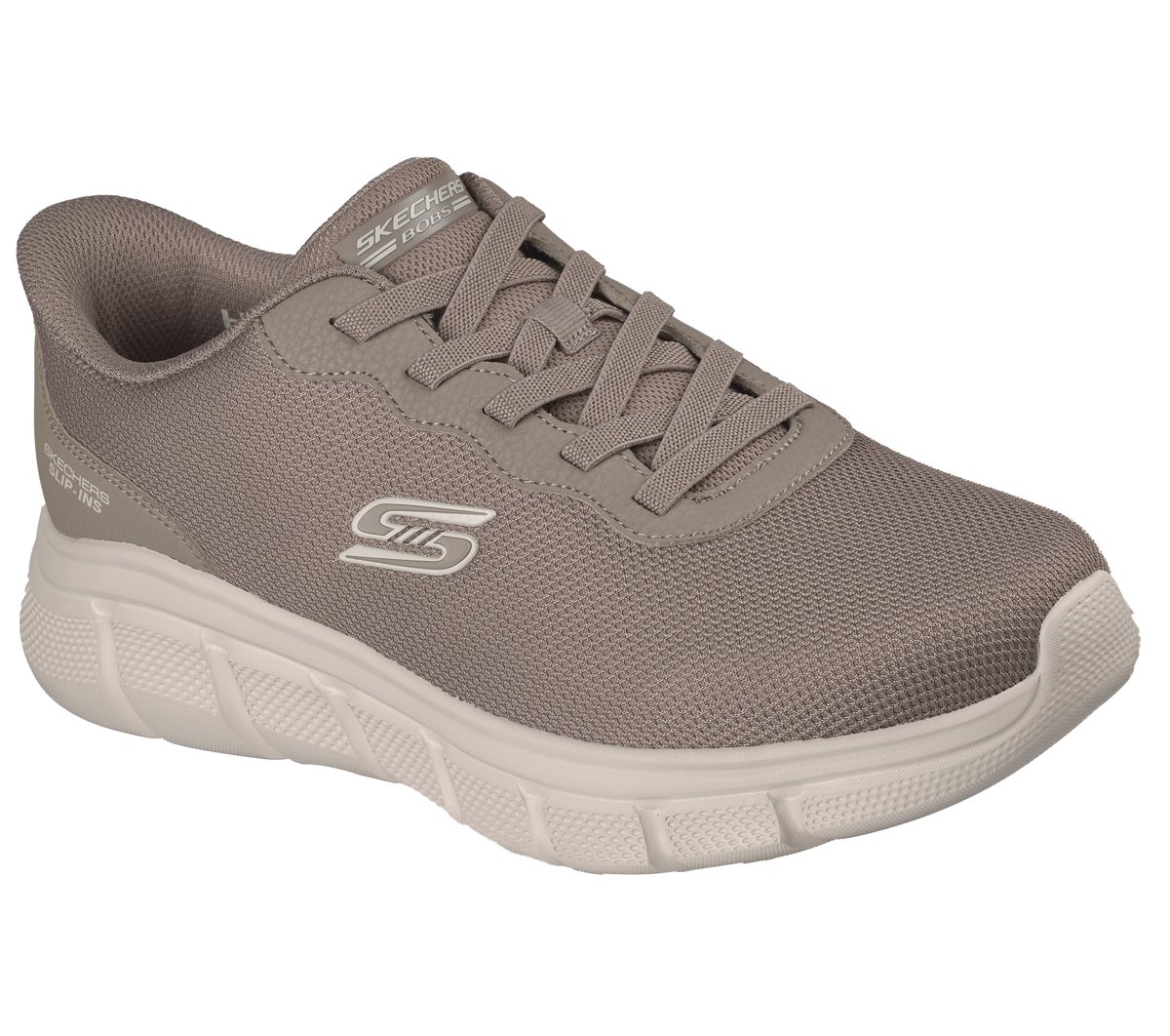 Skechers Slip-ins: BOBS Sport B Flex - Glacial Edge Chaussures Moyen Width en Taupe Foncé, Vegan, Lavable en machine