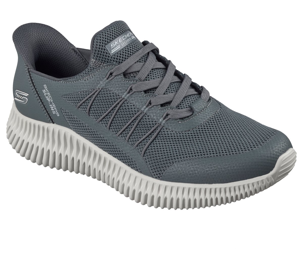 Skechers Slip-ins: BOBS Geo Lite - Fixed Edge Chaussures Moyen Width en Gris Anthracite