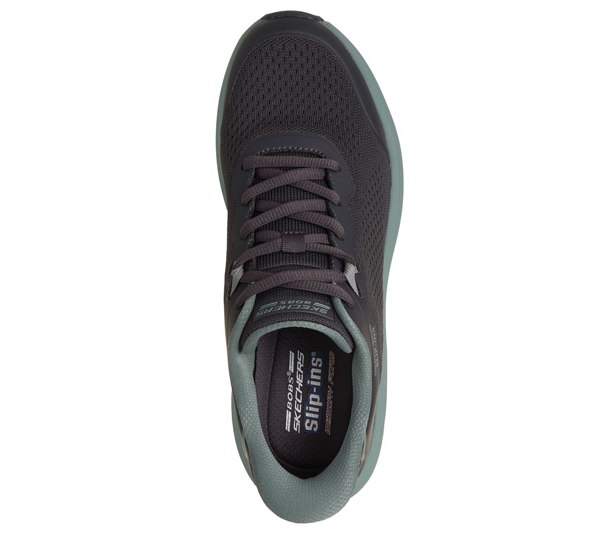 Skechers Slip-ins: BOBS Skillz Chaussures Moyen Width en Gris Anthracite/Vert, Lavable en machine