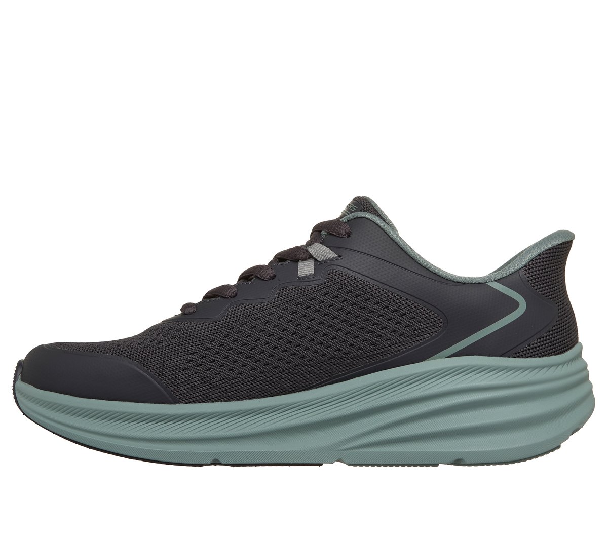 Skechers Slip-ins: BOBS Skillz Chaussures Moyen Width en Gris Anthracite/Vert, Lavable en machine